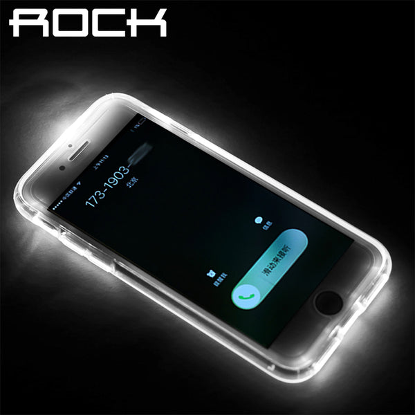 Cover for iPhone 7 7 Plus 6 6S Plus,ROCK Original Brand LED Flash Light Calling Notice for Alert Phone Cases Crystal Clear Shell