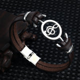 Musical Bracelet  2017 new fashion Design stainless steel Genuine Leather Bracelets For Women Men Charm Jewelry Bangle pulseira