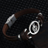 Musical Bracelet  2017 new fashion Design stainless steel Genuine Leather Bracelets For Women Men Charm Jewelry Bangle pulseira