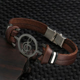 Musical Bracelet  2017 new fashion Design stainless steel Genuine Leather Bracelets For Women Men Charm Jewelry Bangle pulseira