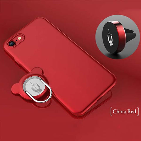 3 in 1 Shockproof Armor Phone Cases For iphone 7 6 6s Plus Case With Metal Finger Ring Holder Stand + Magnetic Car Mount Bracket