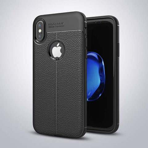 Luxury PU Leather Phone Cases For iphone X Case Fashion Litchi Texture Soft TPU Back Cover For iphone 10 Fitted Cases Capa Coque