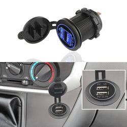 LED Car 3.1A Dual USB Socket Charger Power Adapter Outlet Power 12-24V Modification Accessory for Auto Truck ATV Boat Motorcycle Charge Mobile Phone Tablet