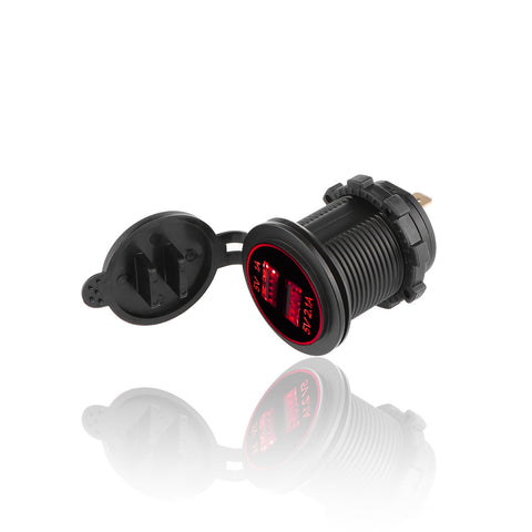 LED Car 3.1A Dual USB Socket Charger Power Adapter Outlet Power 12-24V Modification Accessory for Auto Truck ATV Boat Motorcycle Charge Mobile Phone Tablet