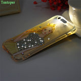 For iPhone 7 LED Light Call Flashing Soft TPU Case For iPhone 7 6 6S Plus Clear Transparent Shiny Diamond Shockproof Back Cover