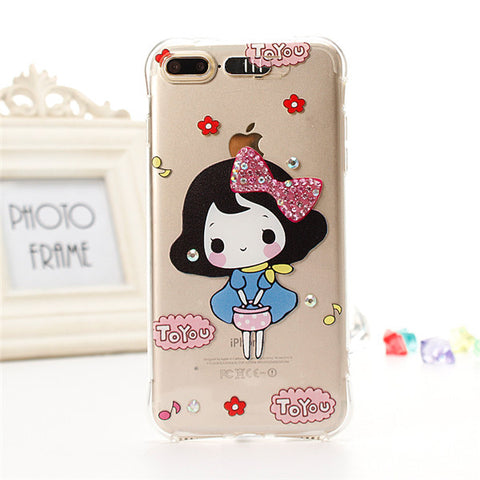 For iPhone 7 LED Light Call Flashing Soft TPU Case For iPhone 7 6 6S Plus Clear Transparent Shiny Diamond Shockproof Back Cover