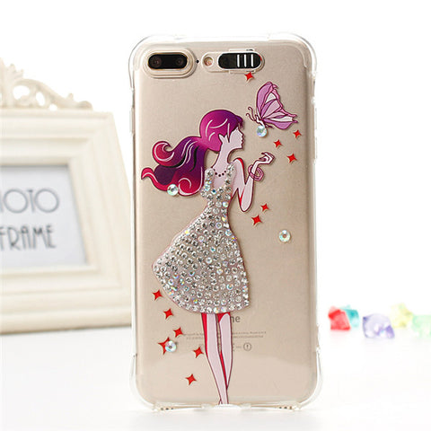 For iPhone 7 LED Light Call Flashing Soft TPU Case For iPhone 7 6 6S Plus Clear Transparent Shiny Diamond Shockproof Back Cover