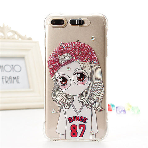 For iPhone 7 LED Light Call Flashing Soft TPU Case For iPhone 7 6 6S Plus Clear Transparent Shiny Diamond Shockproof Back Cover